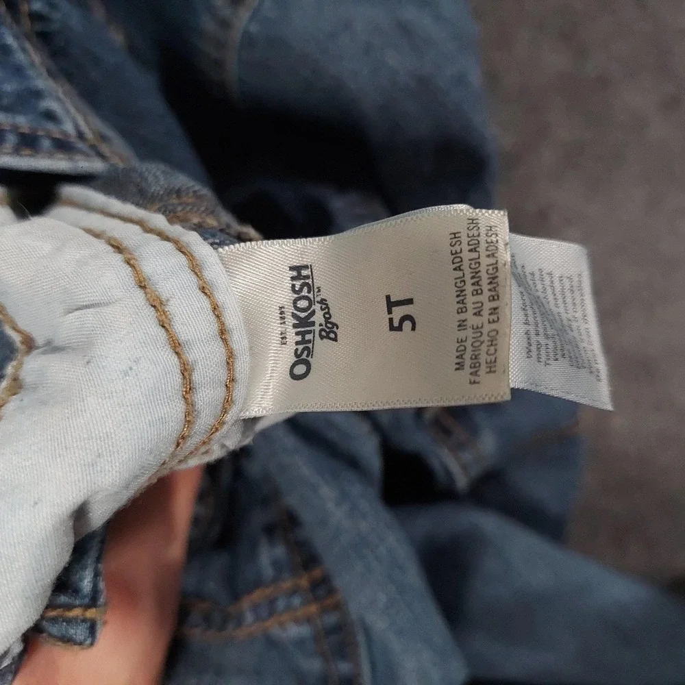 OshKosh B'gosh Overalls Kids 5T Blue Denim VESTBAK Logo Pockets Casual Play